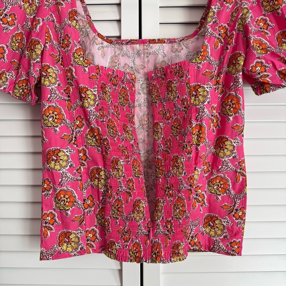 J. Crew Puff-Sleeve Square-neck Top in Ratti Pink Blooms Print Size 00 - Picture 6 of 12